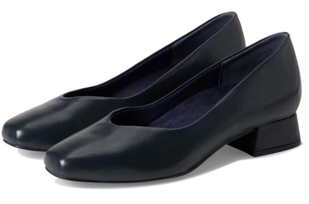 David Tate Womens Freedom Pumps Size 6.5 Wide Navy Blue Leather Heels NWOB